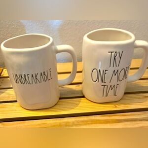 Rae Dunn set of 2 mug unbreakable/try one more time
